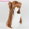 Cosplay perucas de alta qualidade 68cm longo asuka langley soryu cosplay anime eva longo estilo de duas cores resistente ao calor peruca de festa de cabelo uma peruca boné 230906