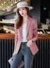 Abiti da donna Blazer Miscele Donna Formale Blaze Arrivo Rosa Nero Plaid Donna Donna Manica lunga Bottone singolo Giacca da lavoro slim da lavoro 230906