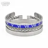 Bangle Fysara 3PCSSet Rostfritt stål Hastighetsmätare Manschettarmband för män sportiga öppna romerska armband armband Set punk smycken 7 färger 230906