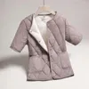 Coletes femininas outono inverno parkas colete jaqueta mulheres 2023 colete mangas curtas fino para baixo algodão casaco quente feminino casual casaco senhoras