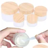 Packing Bottles Wholesale Frosted Glass Jar Skin Care Eye Cream Bottle Refillable Jars Cosmetic Container Pot With Plastic Wood Grai Otl8S
