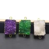 Pendant Necklaces Natural Crystal Cube Connector Pendants Electroplating Necklace Unique Crystals Stone Gold Planting Fashion Jewelry