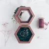 Party Supplies Personalized Engraved Name And Date Custom Bride Bridesmaid Wedding Ring Box Hexagonal Antique Wooden