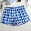 Underpants Sexy Men Cotton Boxer Large Size Seamless Briefs Loose Pouch Underwear Plaid Swimwear Soft Shorts Casual Homewear