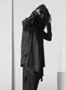 Coletes masculinos rason deus longo colete estilo japonês cardigan casaco casaco com capuz misterioso preto tendência de rua gótico homens