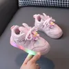 Bottes Sepatu Led Anak anak Sneakers Bersinar pour Balita Bayi Perempuan dengan Bercahaya Sol Terang 230905