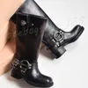 Designerskie buty Krótki but MIUI Vintage okrągłe palce platforma Martin Boots skórzana klamra gruba pięta Western Mid-Calf Rider Boots Motorcycle Zimowa kostka