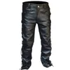 Мужские брюки мужские брюки зашнуруют кожаные брюки мотоцикл панк черные брюки для мужчин модные зимняя и высокая мужская одежда Pantalon Homme Брюки 230906L2402