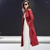 Women's Leather 2023Leather Jacket Genuine For Women High-end Long Sheepskin Coat Korean Belt Trench Coats Jackets Chaque