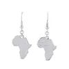 Kolczyki Dangle Silver Color Africa Map dla mężczyzn Kobiety Afrykańska biżuteria modowa