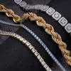 Pass Vvs Moisanite Diamond Pen Hop Hop Chains 925 Collier pour hommes de la baguette en argent