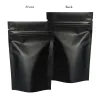 Le papier d'aluminium tient les sacs en mylar noir mat pochettes accessoires avec fermeture à glissière pour l'emballage alimentaire 8X12cm 10X15cm 16X24cm 20X30cm LL