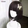 Cosplay Wigs Anime Bungo Stray Dogs Akiko Yosano Short Bob Purple-Black Heat Resistent Cosplay Hair Wig Farterfly Hairpin 230906