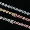 Miami Cuban Link łańcuch 12 mm HIPHOP Naszyjnik 18 -karatowy złoto plisowany mrożony w pełni cyrkon łańcuch kubański męski biżuteria
