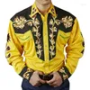 Chemises décontractées pour hommes Mode Vintage imprimé floral à manches longues pour homme de haute qualité Slim Fit Effectue scène Vêtements masculins Chemise Tops