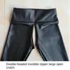 Leggings da donna Pantaloni di pelle luminosi per il sollevamento dei fianchi sexy Cavallo aperto invisibile Fodero sottile e sottile di grandi dimensioni