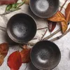 Bols Poterie grossière Vaisselle japonaise Bol en céramique Noir personnalisé Petit pied haut Porcelaine Riz Ménage