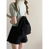 Sac à dos sacs à dos décontractés solide noir femmes Simple Version coréenne chaînes à cordes unisexe bureau dame sac seau tout-match Kawaii