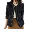 Kvinnors ull blandar koreansk stil tweed jackor kvinnor elegant blandning ullrock med micksfemale hösten singel breasted outwear office lady 230905