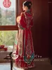 民族服伝統的な中国スタイルの女性タッセルウェディングドレスヴィンテージビーズスパンコールトースト