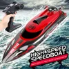 ElectricRC Boten HJ808 RC Boot 2.4Ghz 25kmh Hoge Snelheid Afstandsbediening Racing Schip Water Speedboot Kinderen Model speelgoed 230906