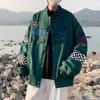 Herrenjacken Y2K bestickte Mode Street Baseballjacke Paar Hip Hop Motorrad Checker Retro Harajuku Herbst