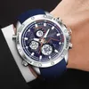 Наручные часы BOAMIGO Роскошные модные повседневные синие часы Мужские военные цифровые аналоговые кварцевые хронографы с резиновым ремешком Водонепроницаемые спортивные часы