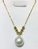 Pendant Necklaces HABITOO Natural 12mm White South Sea Pearl 18k Solid Gold Chain Necklace Box Fashion Luxury Jewelry For Women Gifts