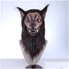Party Masks Werewolf Animal Wolf Realistic Cosplay Latex Masques Halloween Costumes Accesories Carnival Headgear Props 220523 Drop D DHQSW
