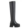 Botas Plataforma blanca negra Mujeres sobre la rodilla Tacón alto Tacón alto Muslo Punta redonda Cremallera Otoño Invierno Mujer 230905