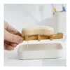 Soap Dishes Creative Modern Simple Bathroom Anti Slip Bamboo Fiber Dish Tray Holder 13.2X8.5X2.5Cm June23 Drop Delivery Home Garden Dh0Ve