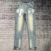 Designer Jeans Mens Purple Pants Pantalones Ripped Straight Regular Denim Tears Washed Old Long Hole Fdwp