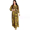 2024 Traje Étnico Moda Francesa Elegante Maxi Vestido Feminino Vintage Impressão Muçulmano Dubai Abaya Polo Collar Único Breasted Manga Longa Camisa Vestido