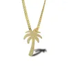 Chains Stainless Steel Gold Hip Hop Palm Tree Coconut Pendant Necklace Hawaii Beach Jewelry Gift For Him With Chain