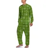 Heren nachtkleding witte paardenbloem pyjama man abstracte kunst trendy nachtkleding herfst lange mouw 2 stuks kamerontwerp pyjamasets