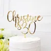 Autres fournitures de fête d'événement Nom personnalisé Gâteau d'anniversaire Topper Custom Age Cake Topper Unique Or Argent Acrylique Décor de fête en bois pour l'anniversaire 230906