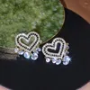 Stud Oorbellen 2023 Luxe Kristal Hart Waterdruppel Mode Grote Liefde Vrouwen Romantische Bruiloft Sieraden Accessoires