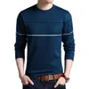 Męskie swetry jesienne Knited Sweter T Shirt Comfy O Neck Długie rękaw Pullower Patchwork Patchwork Jumper Stramba na zimę 230906