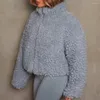 Kadınlar Kürk 1 PC Kış Kadınlar Kuzu Yün Ceket Dış Sıcaklık Yastıklı Zip-Up Peluş Sweatshirt Giysileri