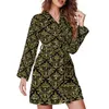 Dames Nachtkleding Stijlvolle Barokke Bloemen Pyjama Gewaad Dames Vintage Roze Rozen Kamer Lange Mouw V-hals Print Pyjama Gewaden Retro Jurk