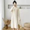 Women's Sweaters Winter Thick Women Long Sweater Dress Fashion Knitted Ribbed High Collar Casual Clothes Loose Bottoming Lady Warm Skirt