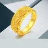 Обручальные кольца, широкое унисекс, витое кольцо на палец из желтого золота 24 карата, мужские и женские, с регулируемым отверстием, не легко выцветают