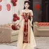 Ethnic Clothing Chinese Style Women's Short Sleeve Toast Clothes Bridal Wedding Dress Formal Party Long