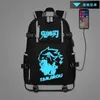 Rucksäcke Anime Demon Slayer Leuchtender Rucksack Schüler Schule Umhängetasche Jugend Outdoor Reiserucksack mit Datenkabel Modegeschenke 230905