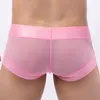 Underpants Men's Transparent Boxers Briefs Sexy U Convex Pouch Trunks Panties Patent Leather Mesh Breathable Low Rise