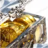 Andra festliga festförsörjningar Vintage Lastic Transparent Pirate Treasure Box Crystal GEM Jewelry Storage Organizer Chest Boxs For J DHPFW