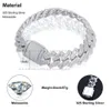 Mrożony biżuteria rapera Hiphop Men 16 mm 925 Sterling Silver VVS Bagieette Moissanite Diamond Miami Cuban Link Bransoletka