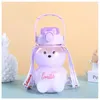 Water Bottles Large Capacity Bear Bottle With Strap And Straw High Quality Material Perfectly Your Clothes
