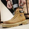 Botas de luxo clássico antiderrapante masculino tornozelo marca confortável motocicleta chegada homens lace-up andando sapatos altos