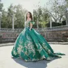 멋진 파란색 볼 가운 Quinceanera 드레스 아플리케로드 레이스 댄스 파티 가운 랩 랩 연인 네크 라인 스위프 트레인 스위트 15 코르셋 마스쿼이드 드레스